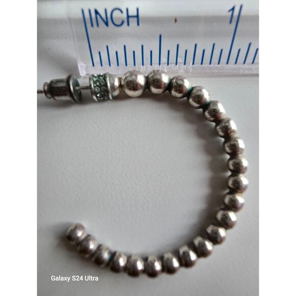 Brighton Crystal Silver Tone Ball Hoop Pierced Earrings - Picture 5 of 7